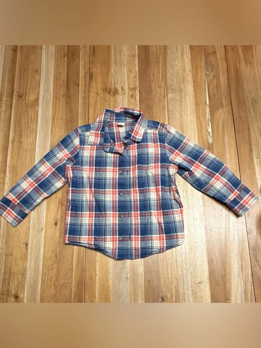 Old Navy Plaid Button-Down Shirt in Blue, Red & Cream